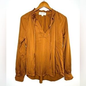 Anthropologie Cloth&Stone Tie Neck Polka Dot Blouse